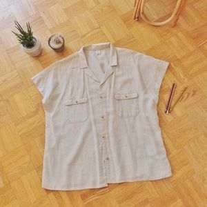 Linen-blend Utility Short-Sleeve shirt